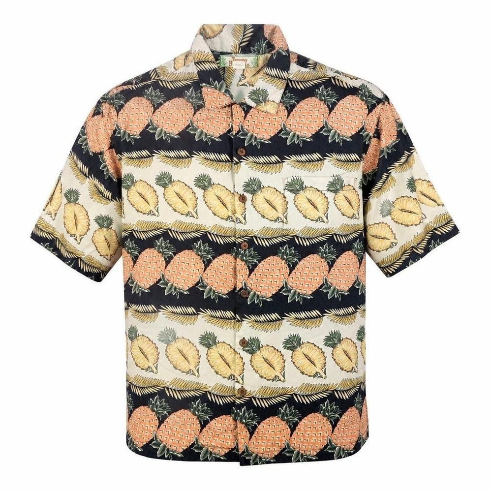Tommy Bahama Shirt Mens L 100% Silk Pineapple Hawaiian Tropical Luxury Island